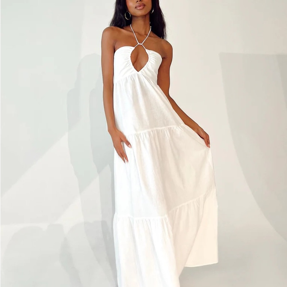 Princess Polly Lincoln maxi dress white